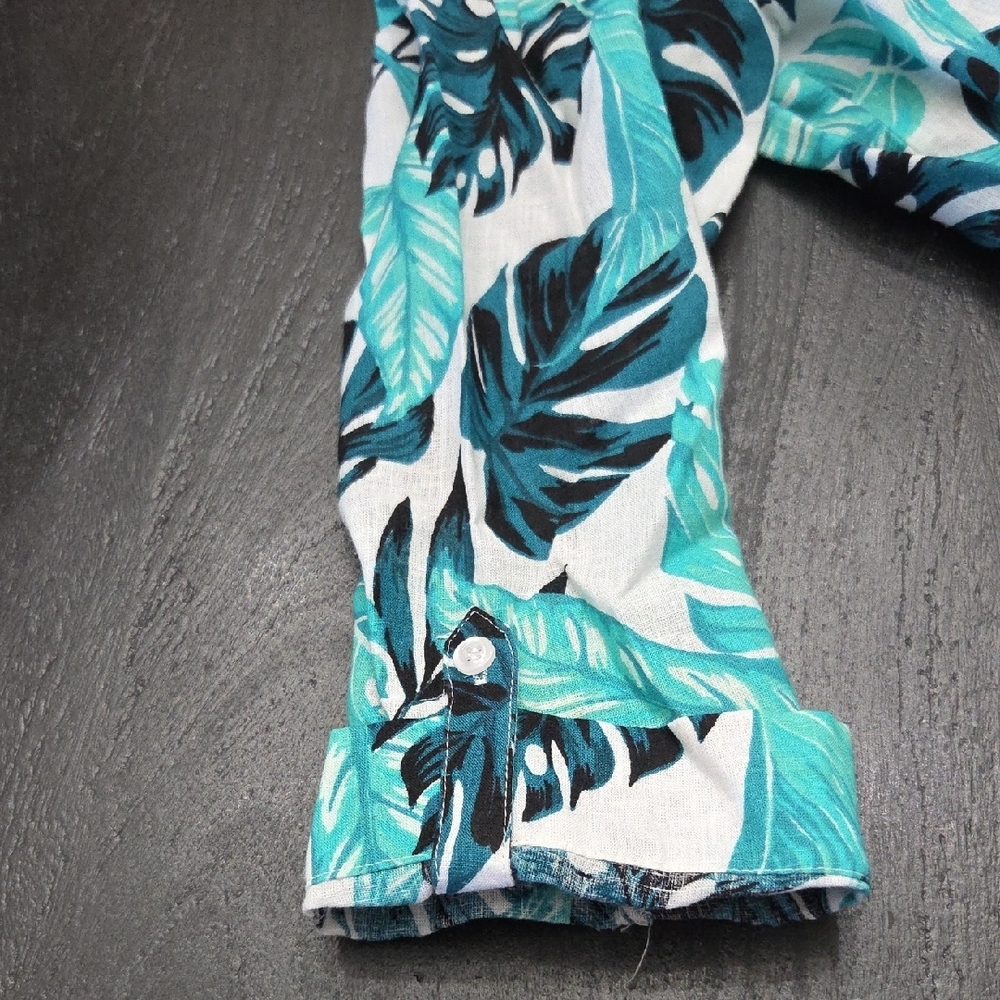 Coral Bay Teal and Black Leaf Print Top - Picture 5 of 7